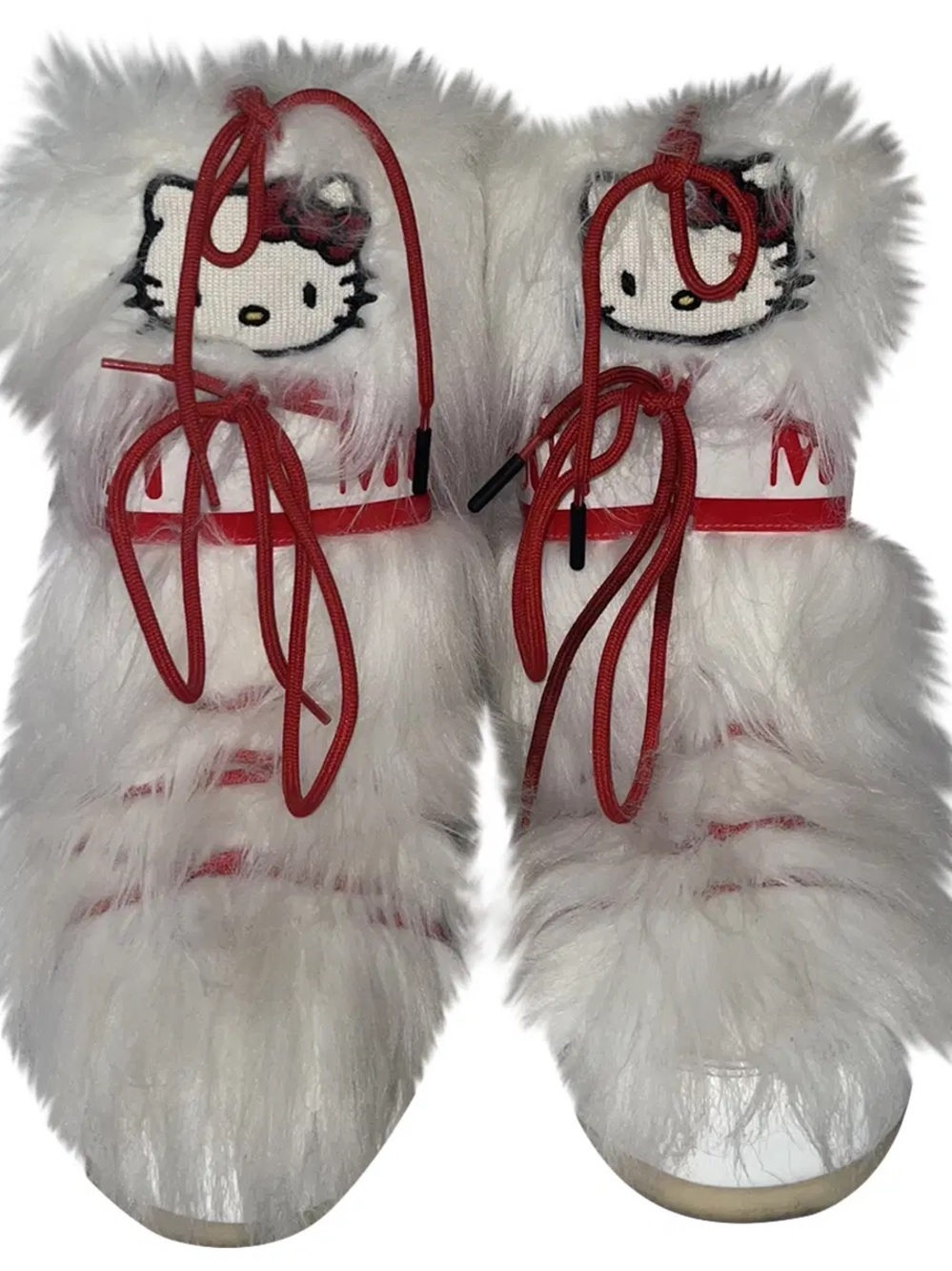 Hello Kitty White moon Boots with Red Trim and Laces